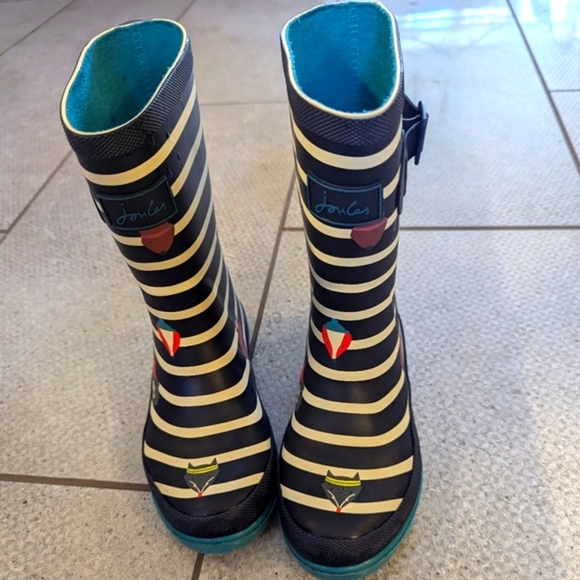 Joules kids blue stripe rain boot, size US 1 - Picture 1 of 6